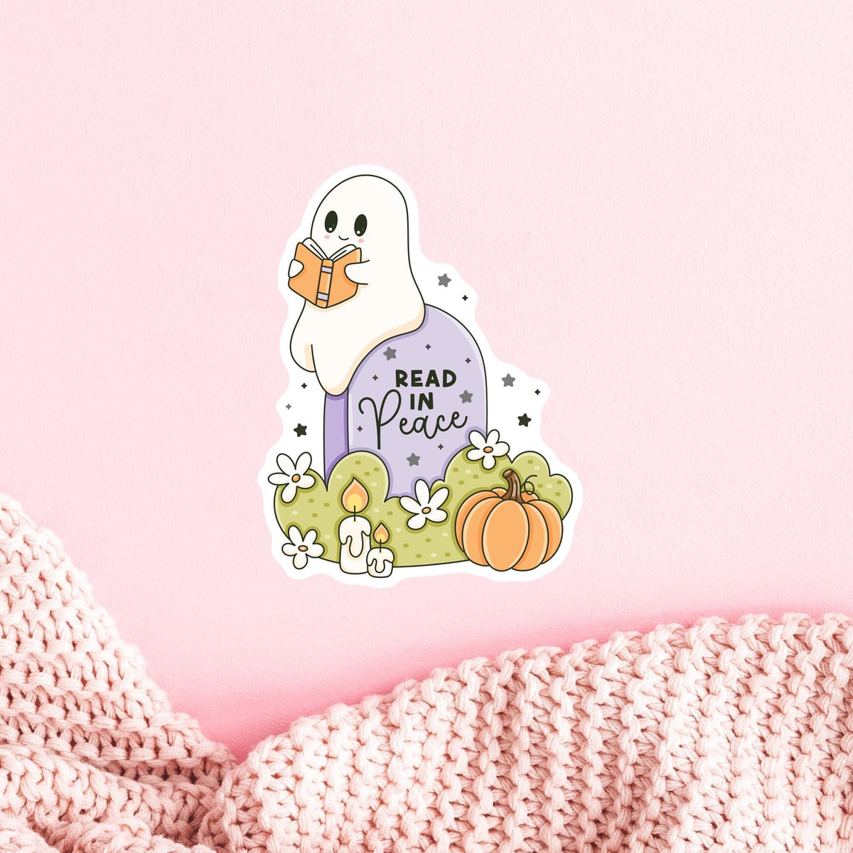 Read In Peace Ghost Sticker / Halloween Gift / Bookish Halloween / Book Lover Gift / Spooky Reader / Ghost Decal / Cute Bookish Decal