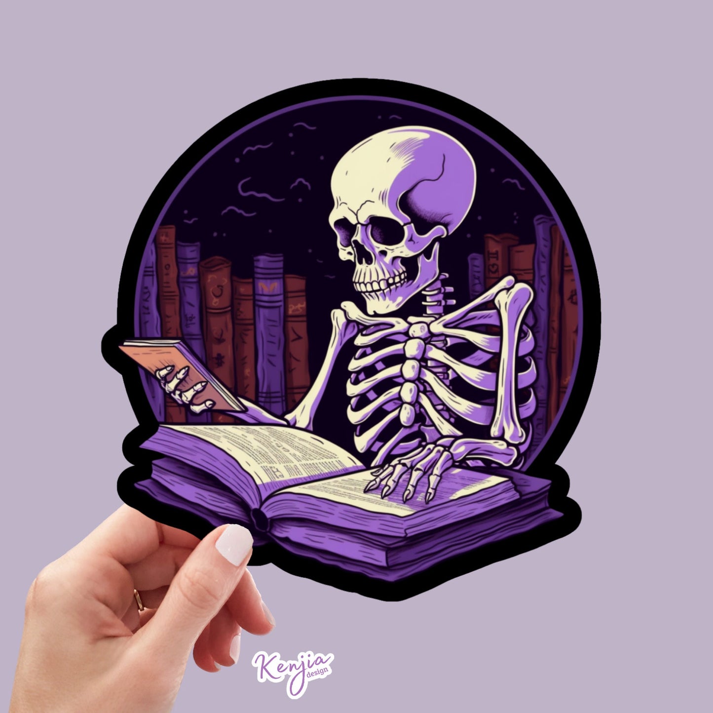 Reading Skeleton Stickers and Magnet, Waterproof Vinyl Sticker gift, planner, laptop, books, study, Bookish stickers, Bookish Merch Kindle