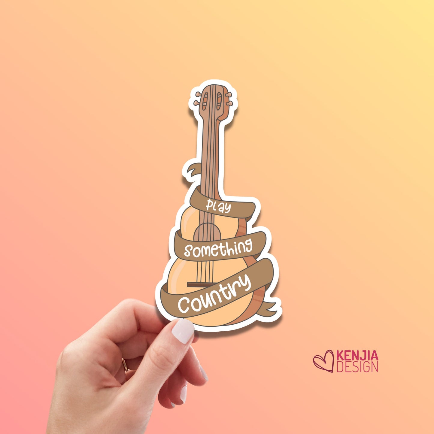 Cute Guitar Play Something Country Stickers and Fridge Magnets, Country Music Lover Gift Western Decor, Kindle, Planner, Sheet Music Book