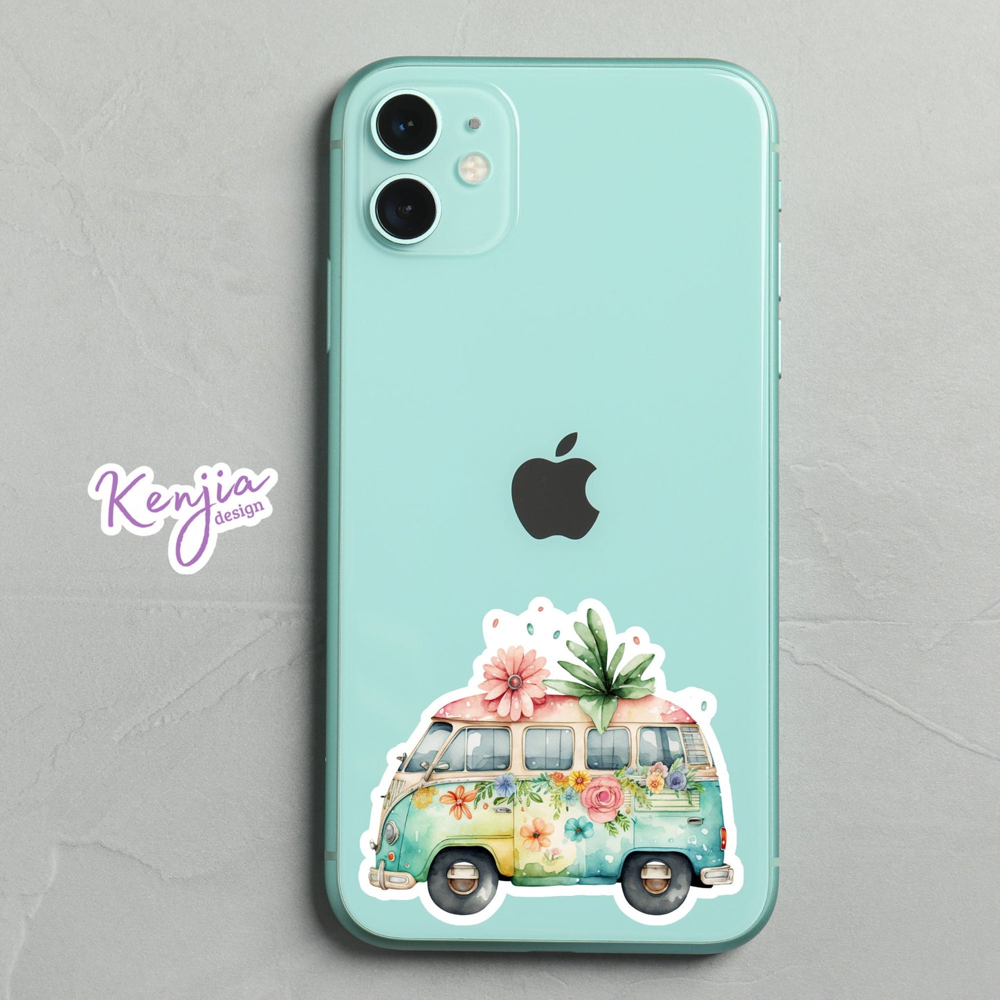 Cute Handmade Camper Sticker and Magnet with watercolor effect, Waterproof Vinyl Sticker for gift, planner, book, laptop stickers
