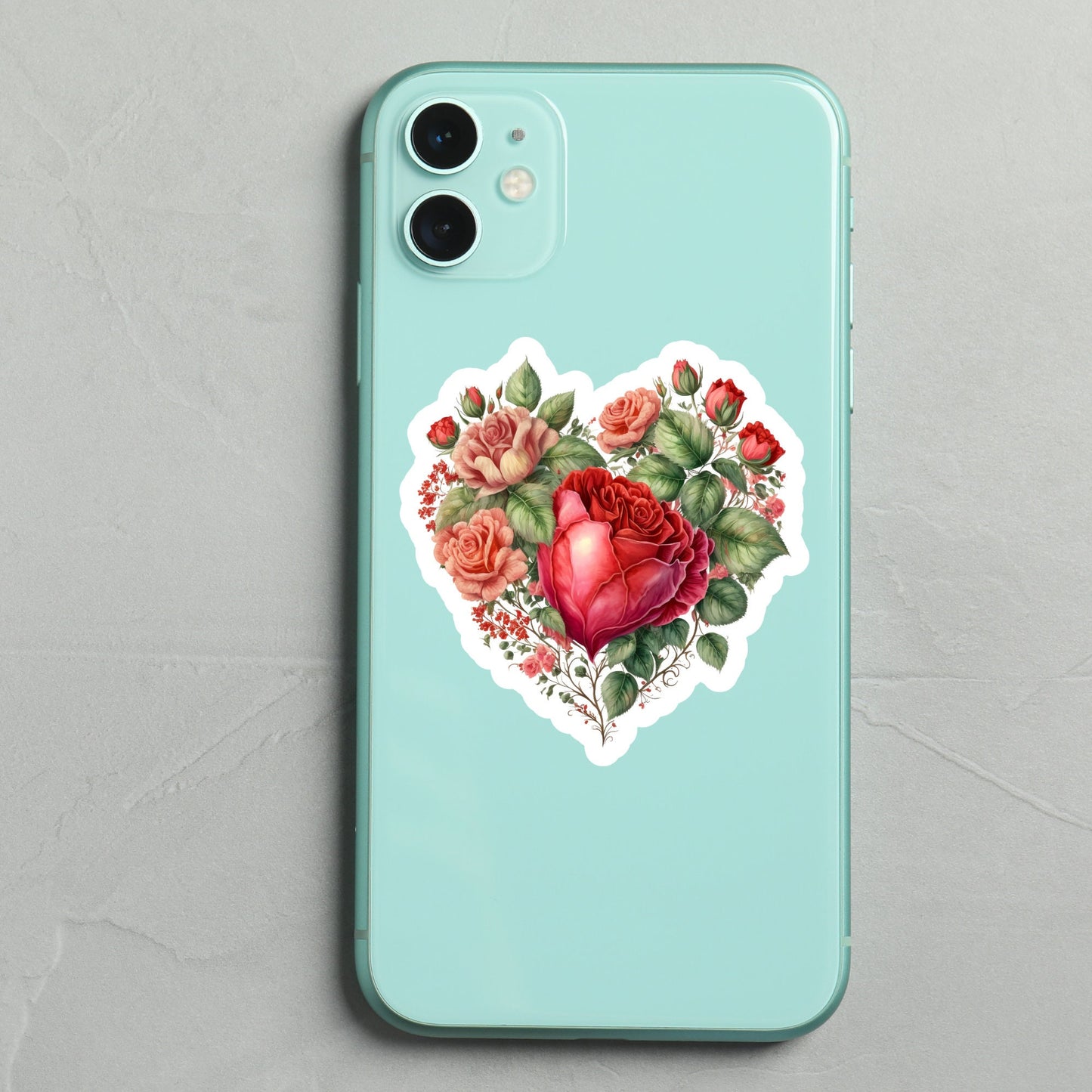 Beautiful Vintage Floral Heart, Waterproof Dishwasher Safe  Handmade cute Vinyl Sticker for gift, planner, book and laptop stickers