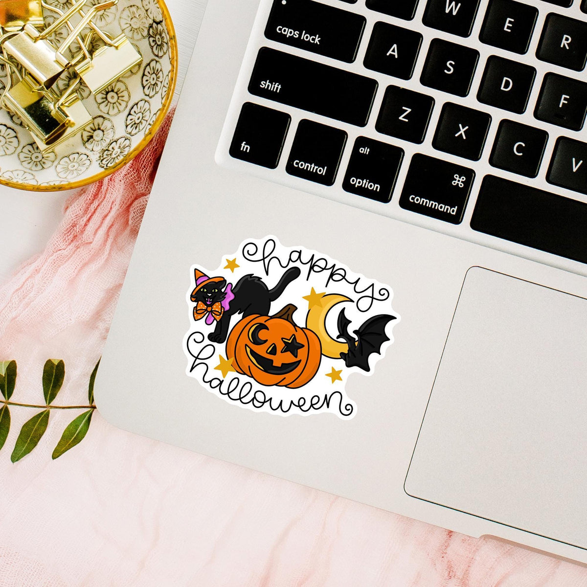 Happy Halloween Cat Sticker / Spooky Kitty Gift / Black Cat Lover Decal / Cute Animal Halloween / Witch Feline Gift / Cat Mom Gift