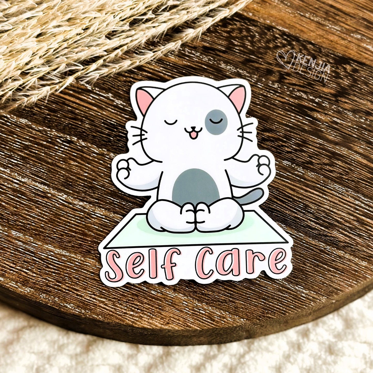 Self Care Mental Health Stickers / Aesthetic Stickers / Yoga Cat Waterproof Vinyl Stickers / Retro Anxiety Stickers / Popular Now