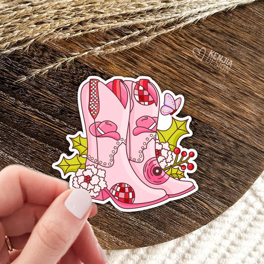 Christmas Cowgirl Boots Stickers / Western Christmas / Santa Cowgirl / Cowboy Vibes / Laptop & Kindle Stickers