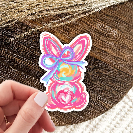 Coquette Easter Stickers / Brushstroke Easter Bunny Stickers / Pink Bunny Bow / Girly Easter  / Kindle Stickers