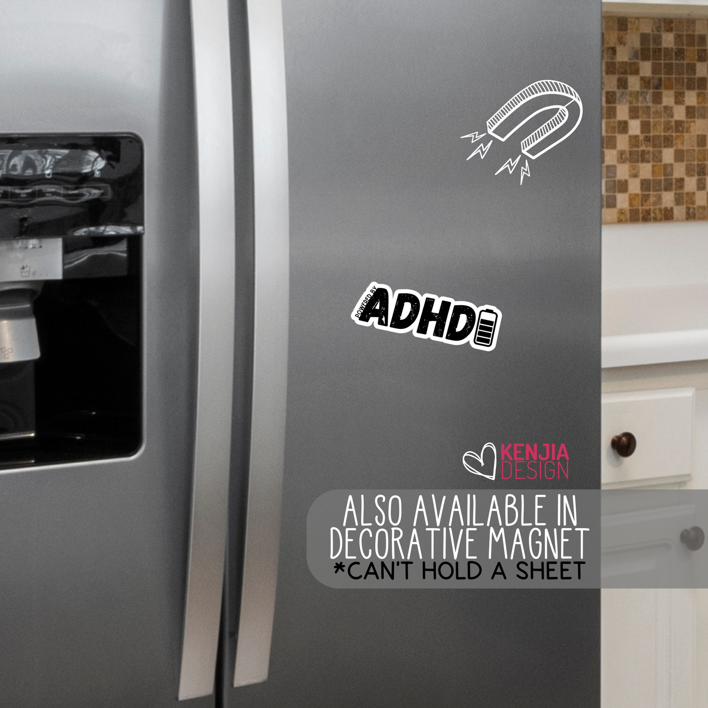Funny ADHD Sticker / Cute Powered by ADHD Quote Stickers / Positive ADHD Gifts / Neurodivergent Decals / Mental Health Matters