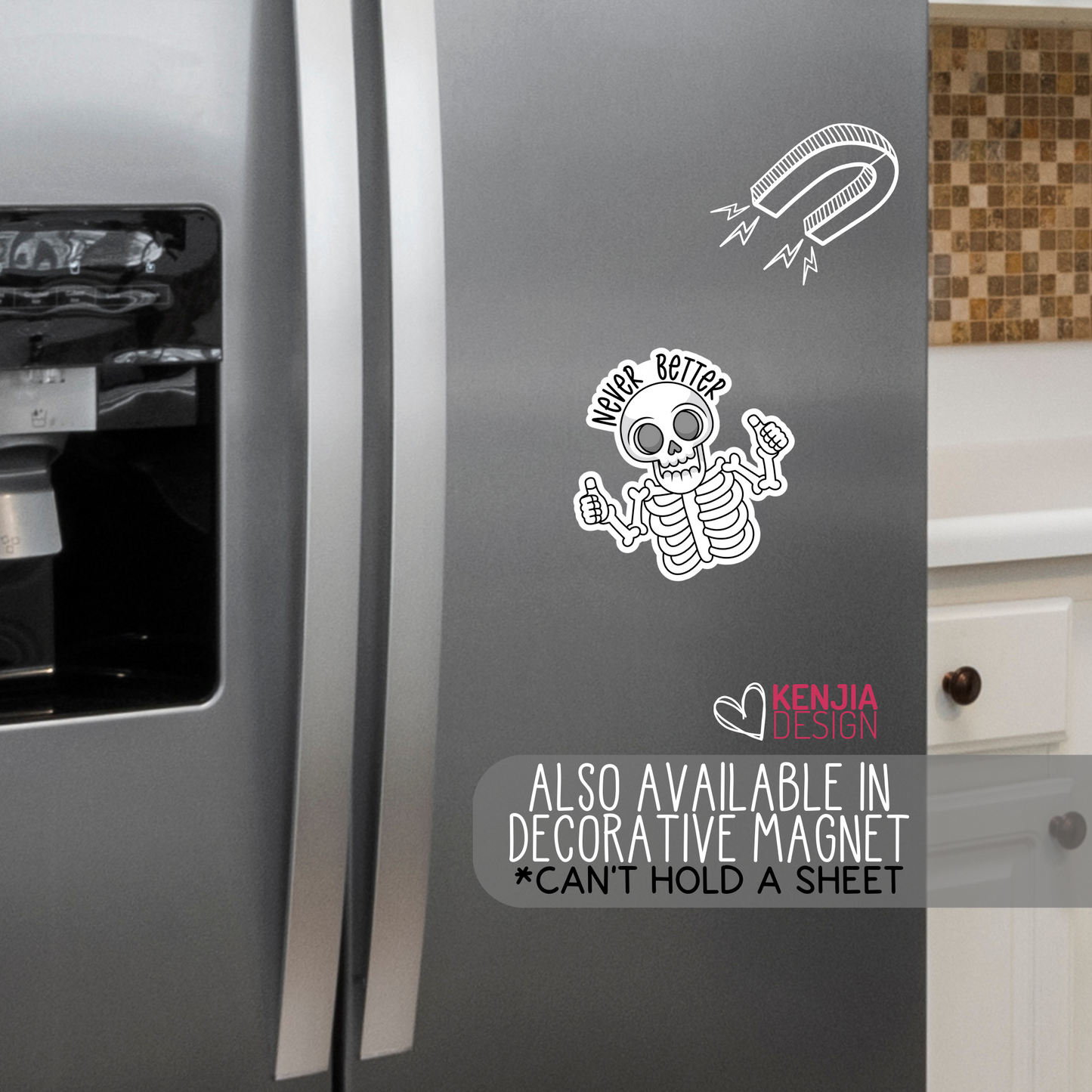 Never Better Skeleton Stickers / Sacrastic Dead Inside Gifts / Funny Halloween Skull Mental Health Mom Stickers