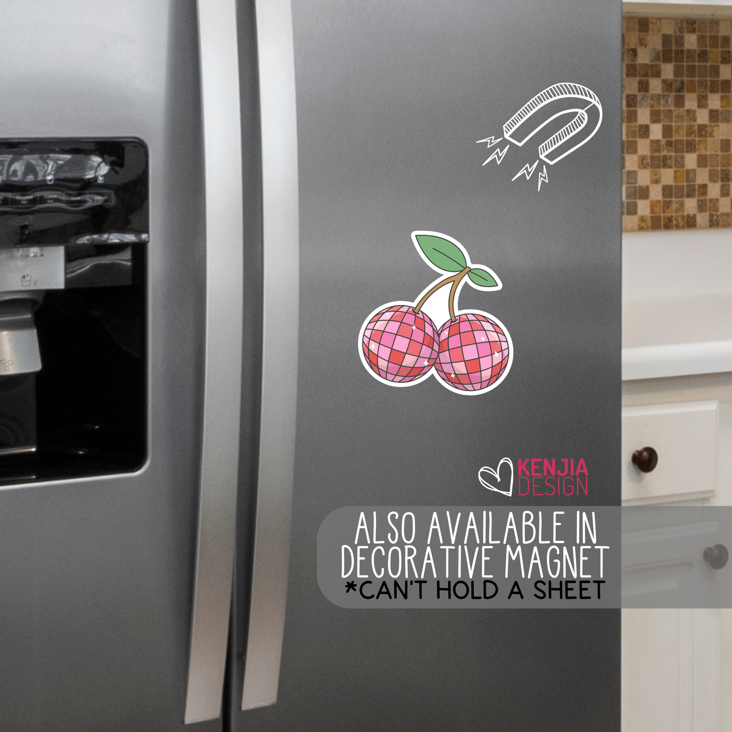 Cherry Disco Ball Stickers / Retro Groovy Dance Party Cherries / Pink Aesthetic Stickers / Fruit Waterproof Vinyl Stickers / Funky Art