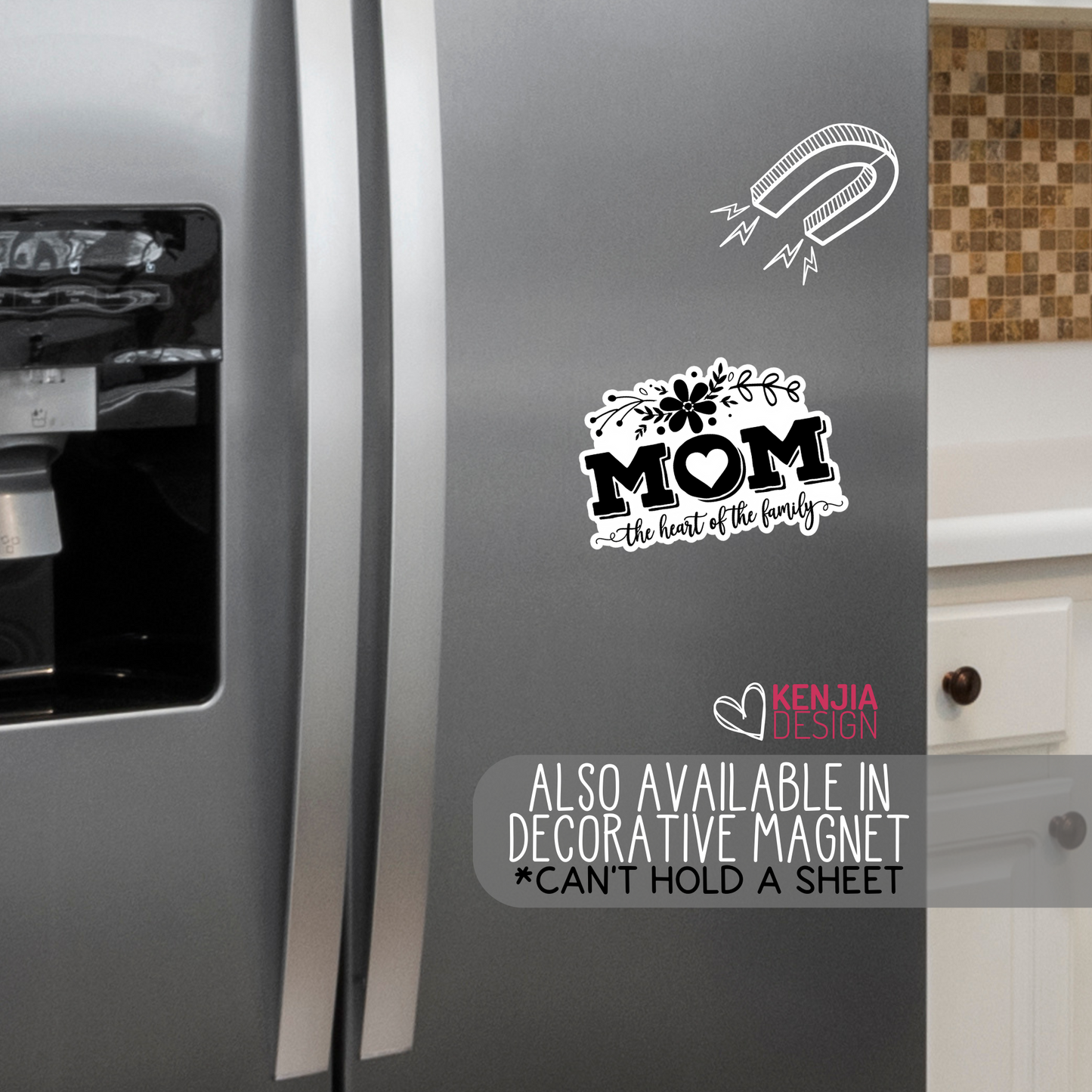 Mom The Heart of the Family Stickers  / Floral Mom Life Stickers / Mothers Day Gifts for Mama / Motherhood / Mommy Heart Flowers