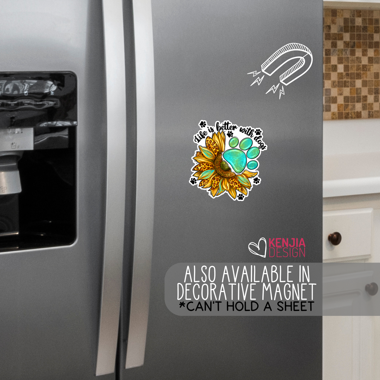 Dog Lover Stickers / Life Is Better with Dogs Stickers / Cute Dog Paw / Western Sunflower Waterproof Stickers / Animal Love