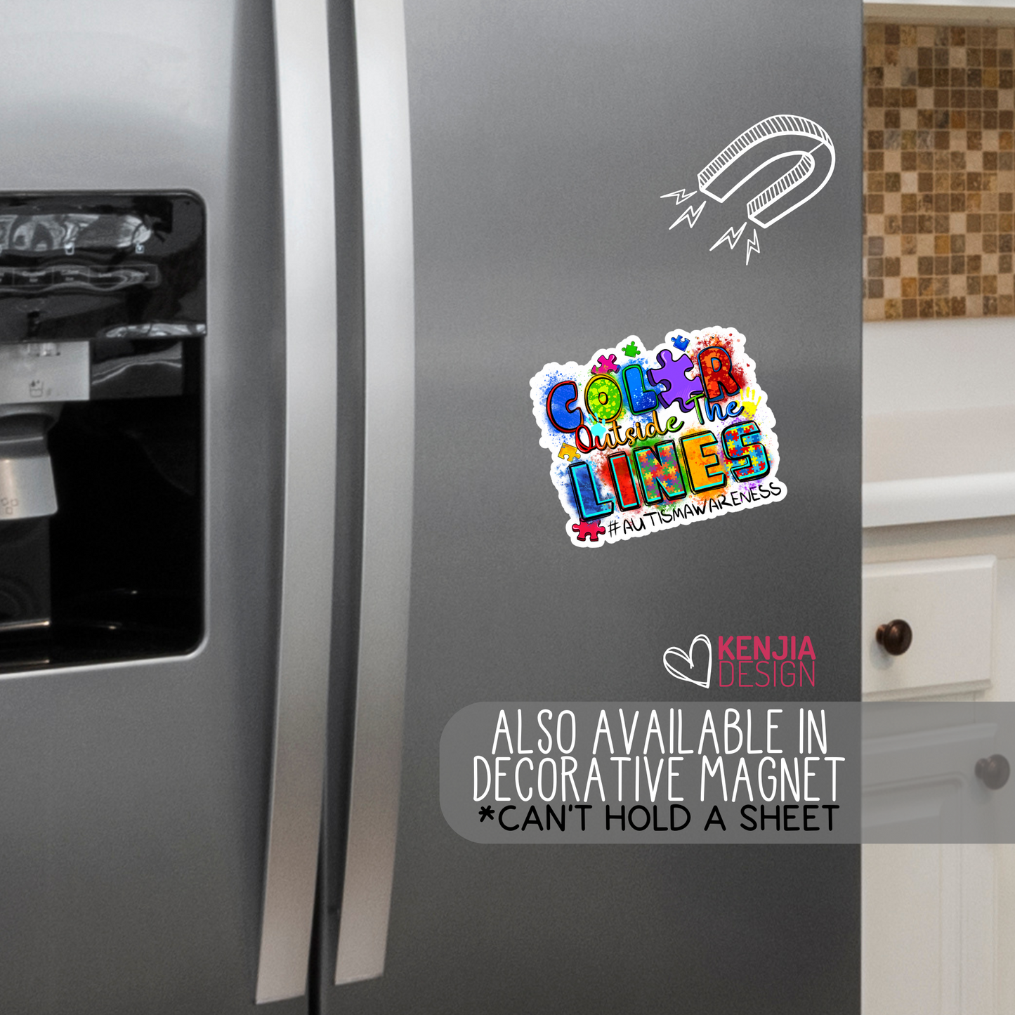 Color Outside The Lines Autism Awareness Stickers / Autism Puzzle Pieces / Mental Health Matters / Neurodiversity