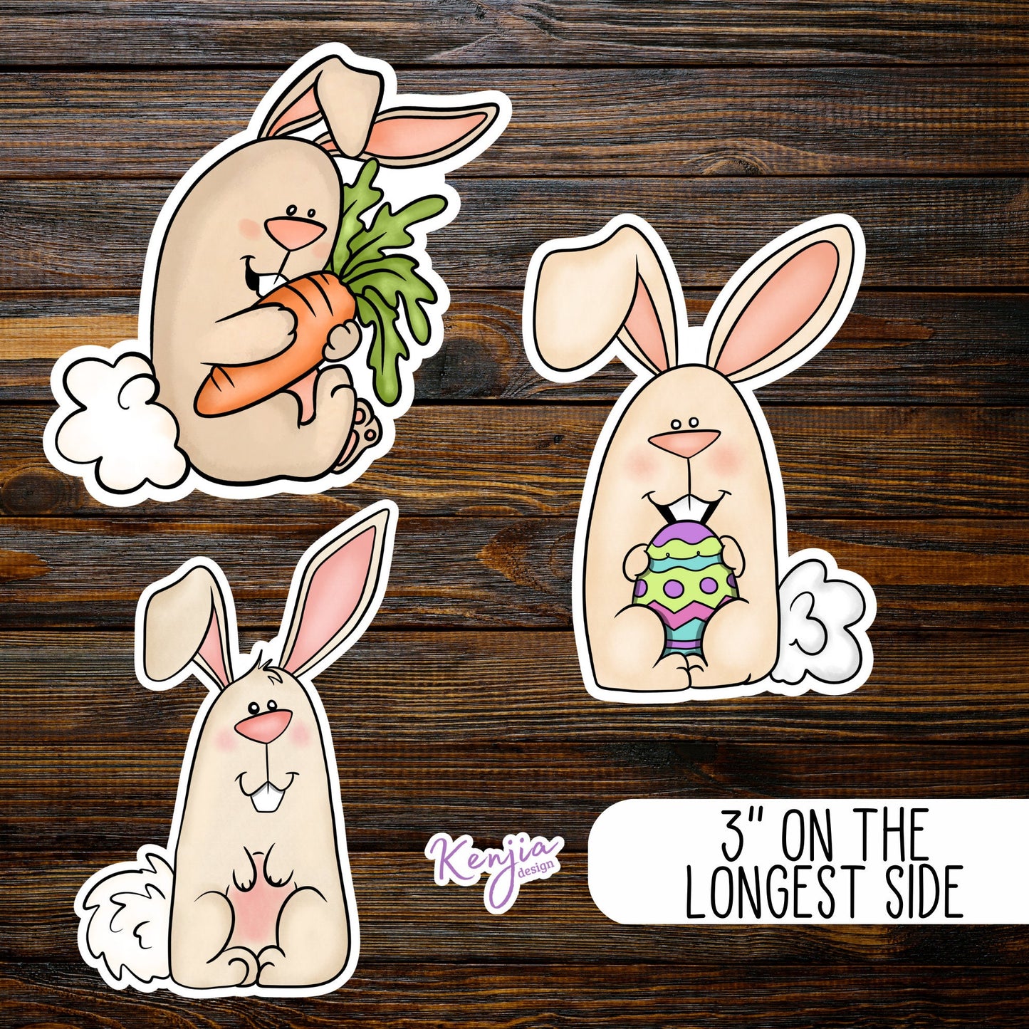 Cute Easter Bunny Stickers, Waterproof and Dishwasher Safe Handmade cute Vinyl Sticker gift, planner, bumper, laptop stickers