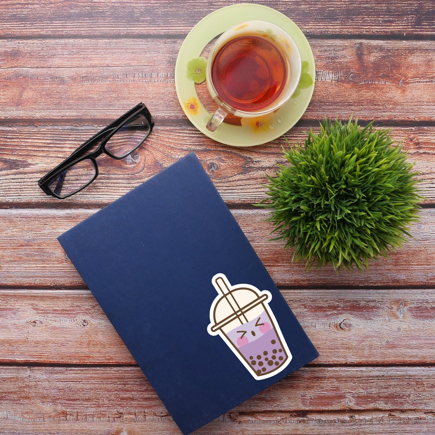 Kawaii Boba Surprised Sticker, Milk Tea Sticker, Waterproof Dishwasher Safe Handmade cute Vinyl Sticker gift, planner, book, laptop stickers