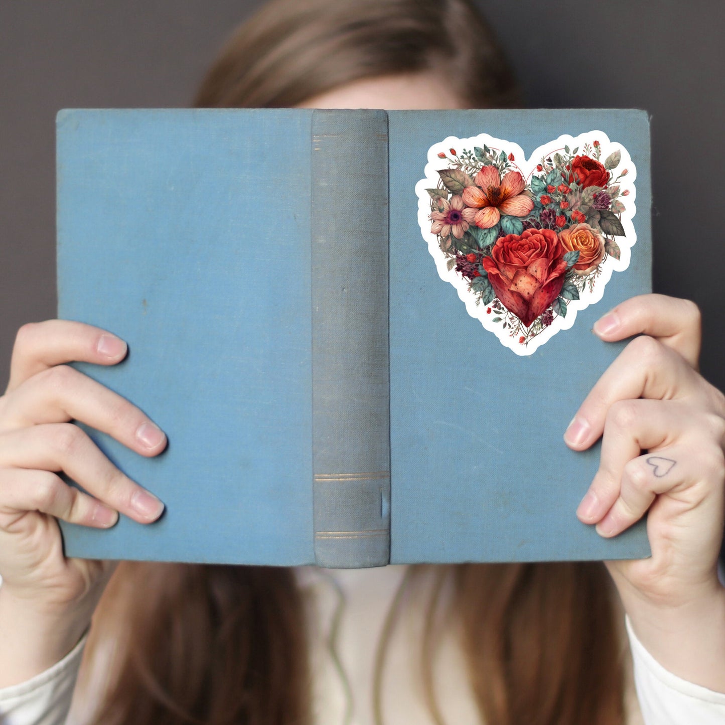 Beautiful Vintage Floral Heart, Waterproof and Dishwasher Safe Handmade cute Vinyl Sticker for gift, planner, book and laptop stickers