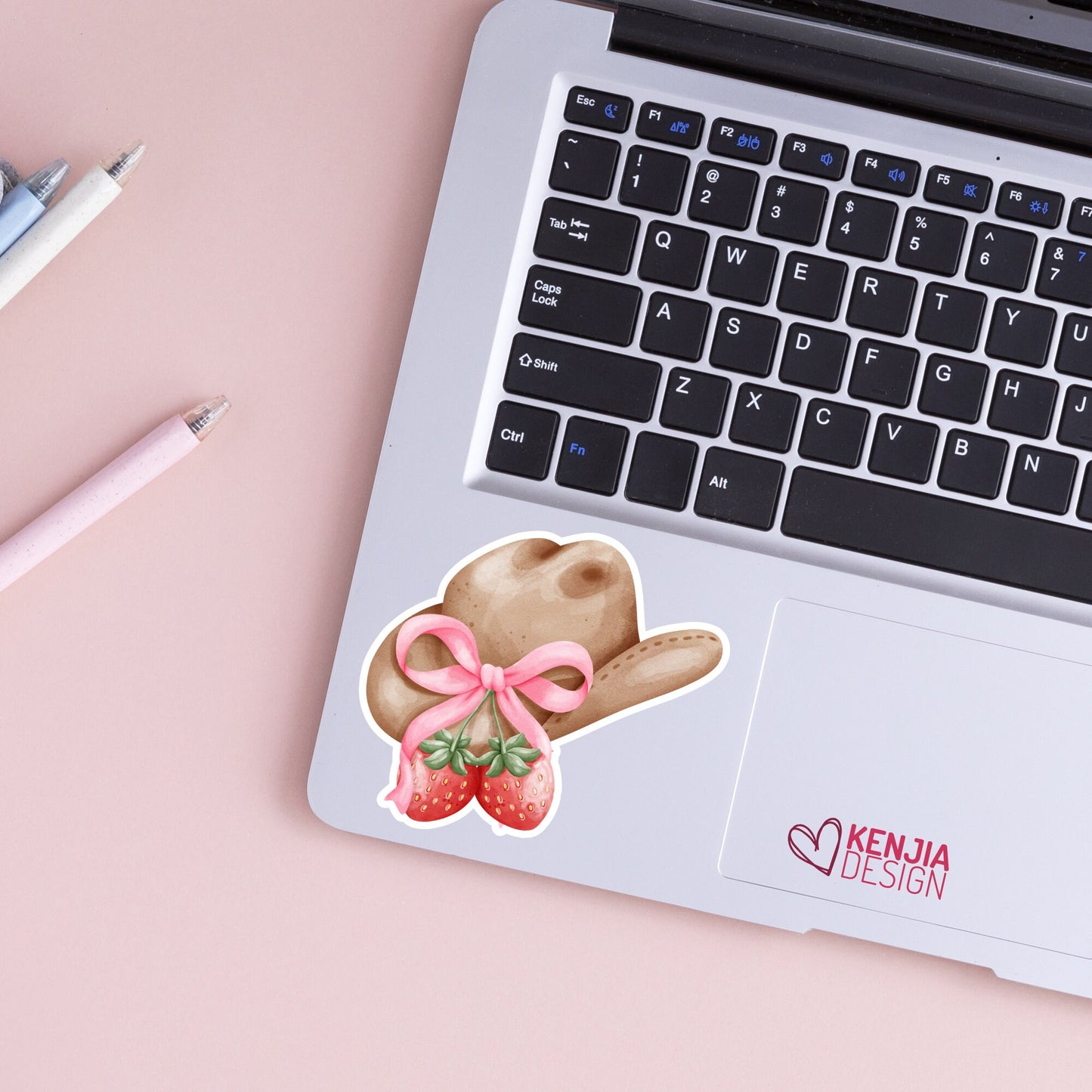 Coquette Aesthetic Cowgirl Stickers  / Western Sticker / Cowgirl Hat / Cute Pink Strawberry Bow Ribbon / Girl Gifts / Cowboys Lover