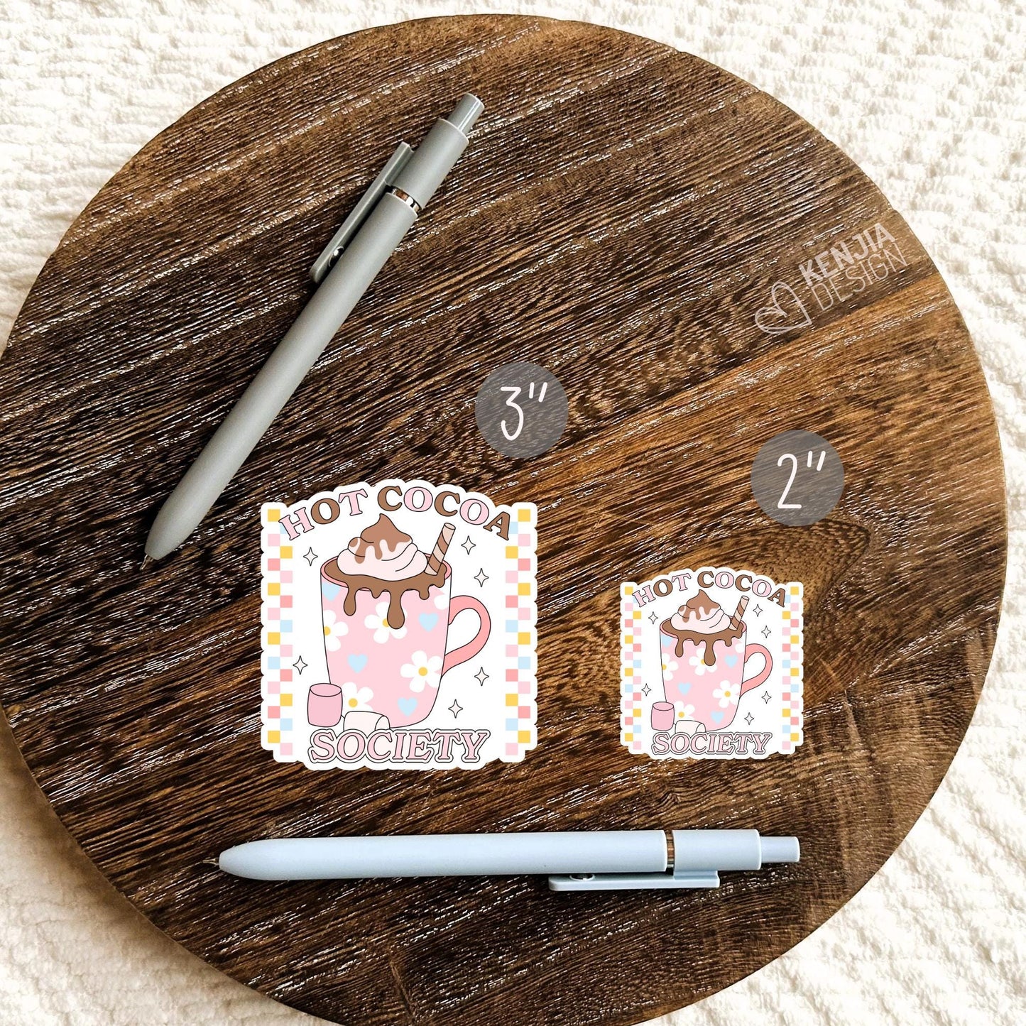 Hot Cocoa Society Stickers / Hot Cocoa Mug Stickers / Hot Chocolate Lover Gift / Hot Drink Laptop & Kindle Stickers