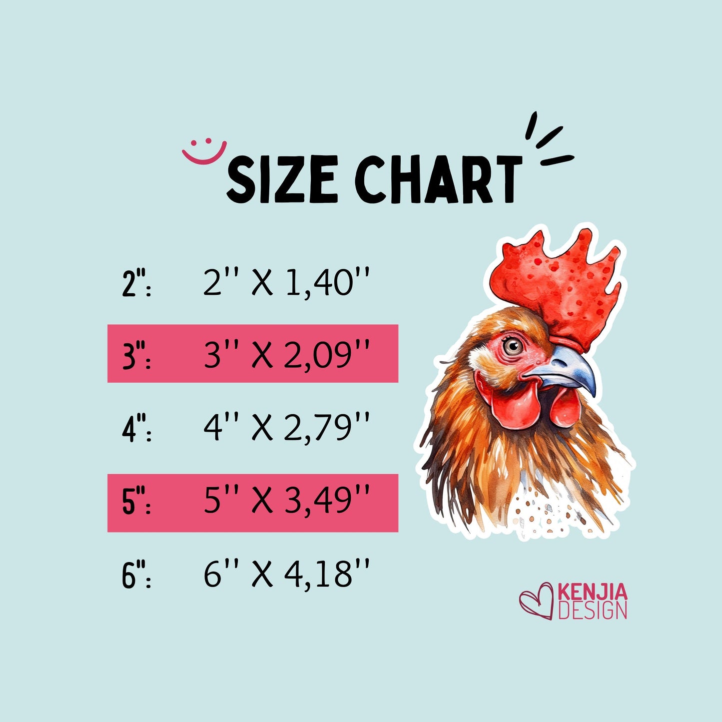 Cute Funny Rooster Chicken Stickers  | Watercolor Waterproof Sticker Farm for Planner Kindle Laptop Water Bottle Fridge Magnet