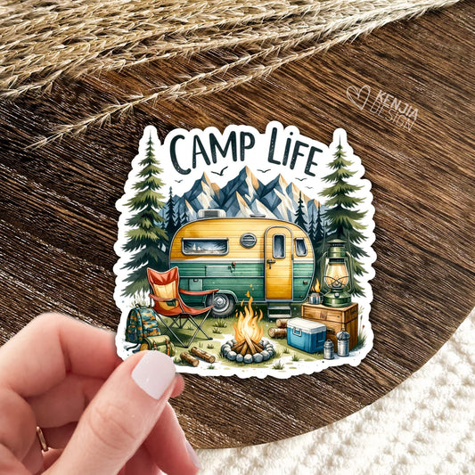 Camp Life Stickers  / Camping Stickers / Summer Adventure Campfire / RV Camper / Forest, Nature And Mountain Stickers