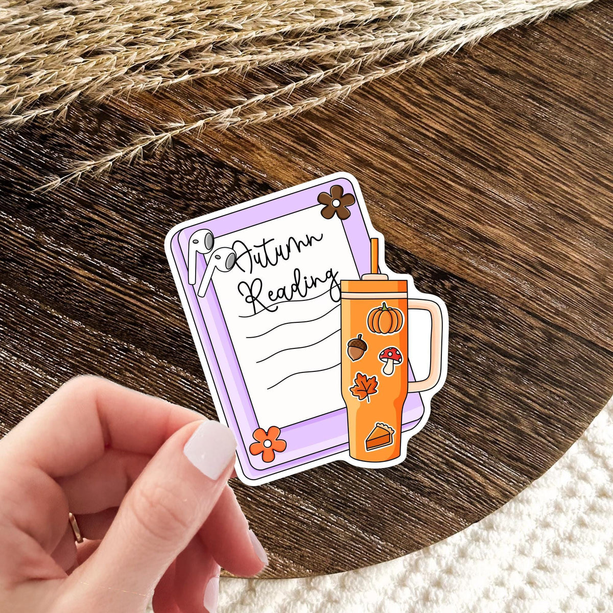 Autumn Reading Kindle Sticker / Fall Bookish Gift / Reader Sticker / Book Lover Gift / Cozy Fall Reader / Autumn Book Lover Gift / Kindle