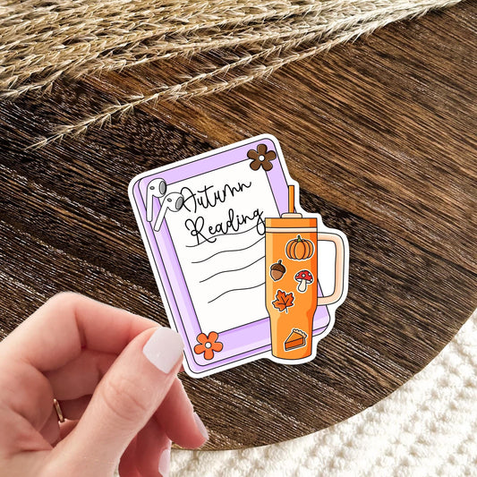 Autumn Reading Kindle Sticker / Fall Bookish Gift / Reader Sticker / Book Lover Gift / Cozy Fall Reader / Autumn Book Lover Gift / Kindle