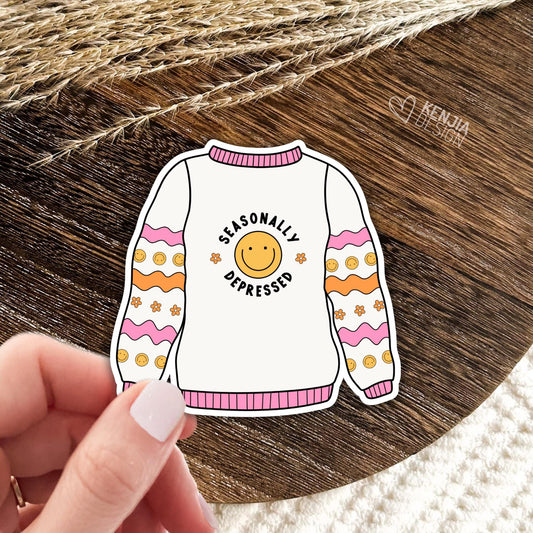 Seasonally Depressed Stickers / Seasonal Depression / Mental Health Matters / Retro Mental Health Awareness / Laptop & Kindle Stickers