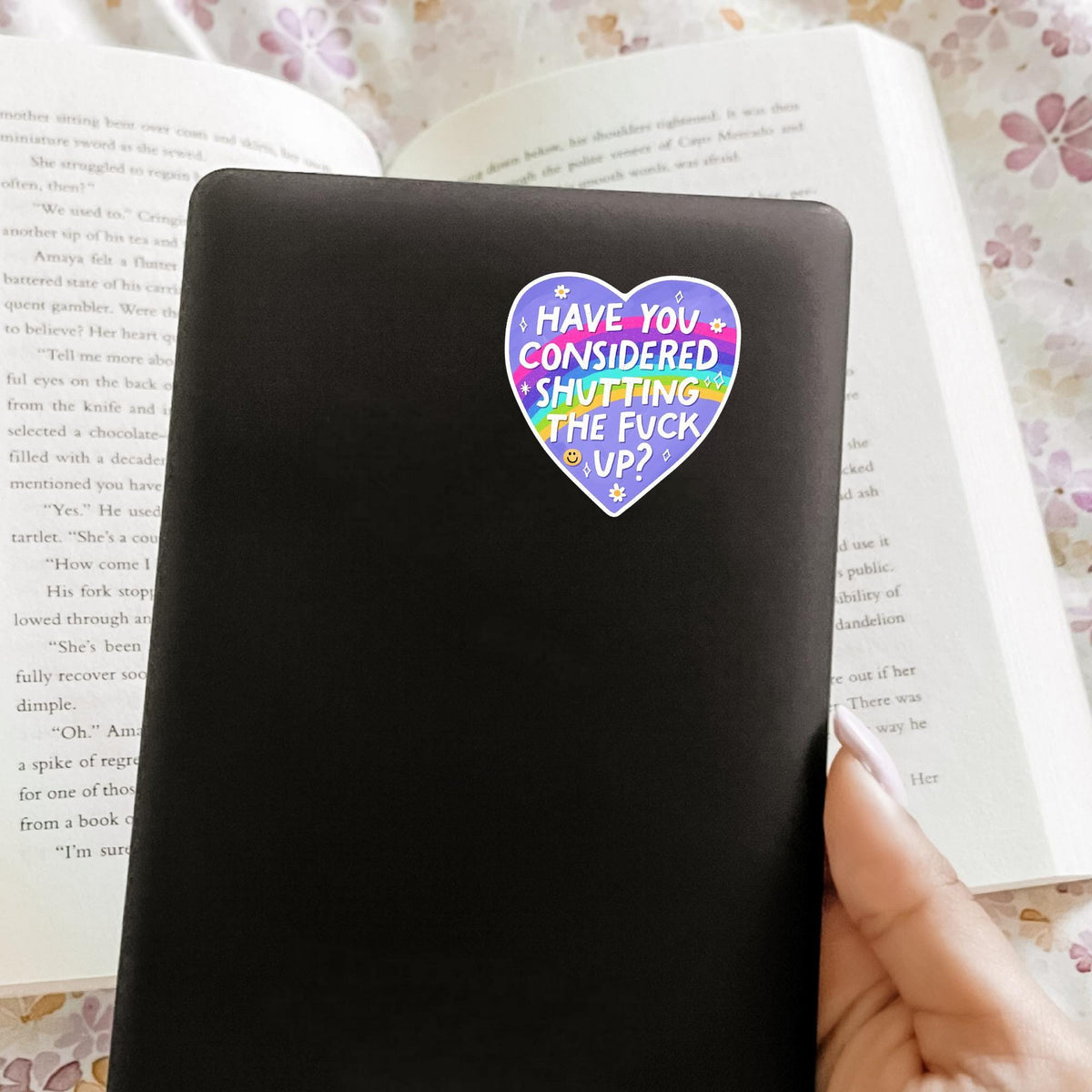Funny Sassy Sticker / Adult Gag Gift / Rainbow Heart Decal / Snarky Humor / Rude Quote Laptop / Mature Sweary Present / Sarcastic Bestie