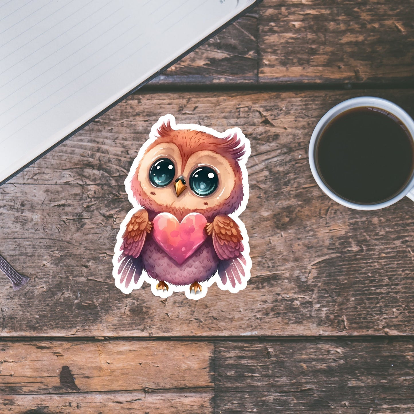 Valentine Sticker, Owl Sticker, Waterproof and Dishwasher Safe Handmade cute Vinyl Sticker for gift, planner, book and laptop stickers