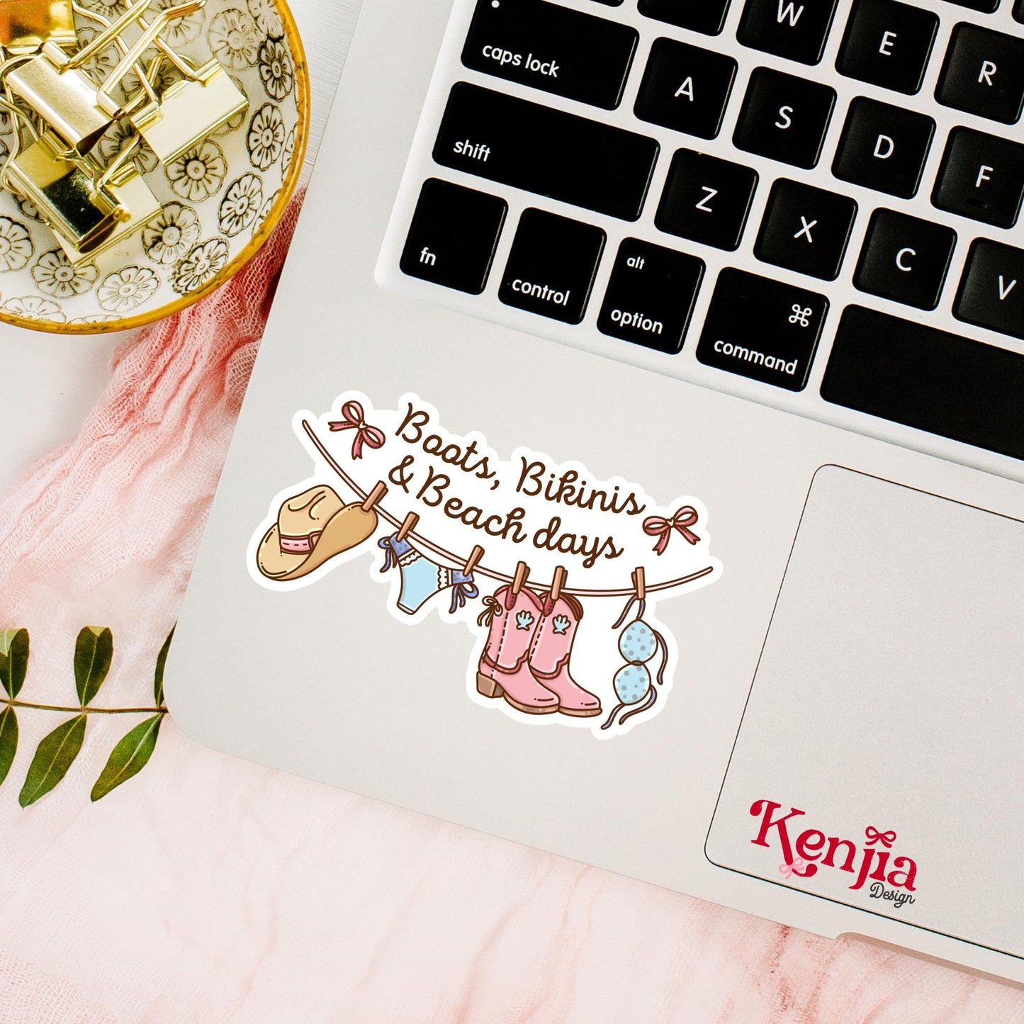 Boats Bikinis Beach Days Sticker / Coastal Cowgirl Sticker / Summer Beach Sticker / Western Bikini Decal / Cute Beach Girl Gift