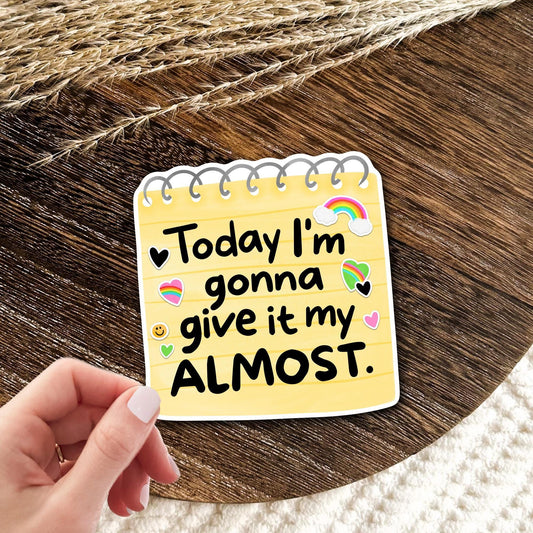 Funny Motivational Sticker / Sticky Note Gift / Lazy Humor Decal / Coworker Present Idea / Office Laptop Art / Cute Rainbow Quote
