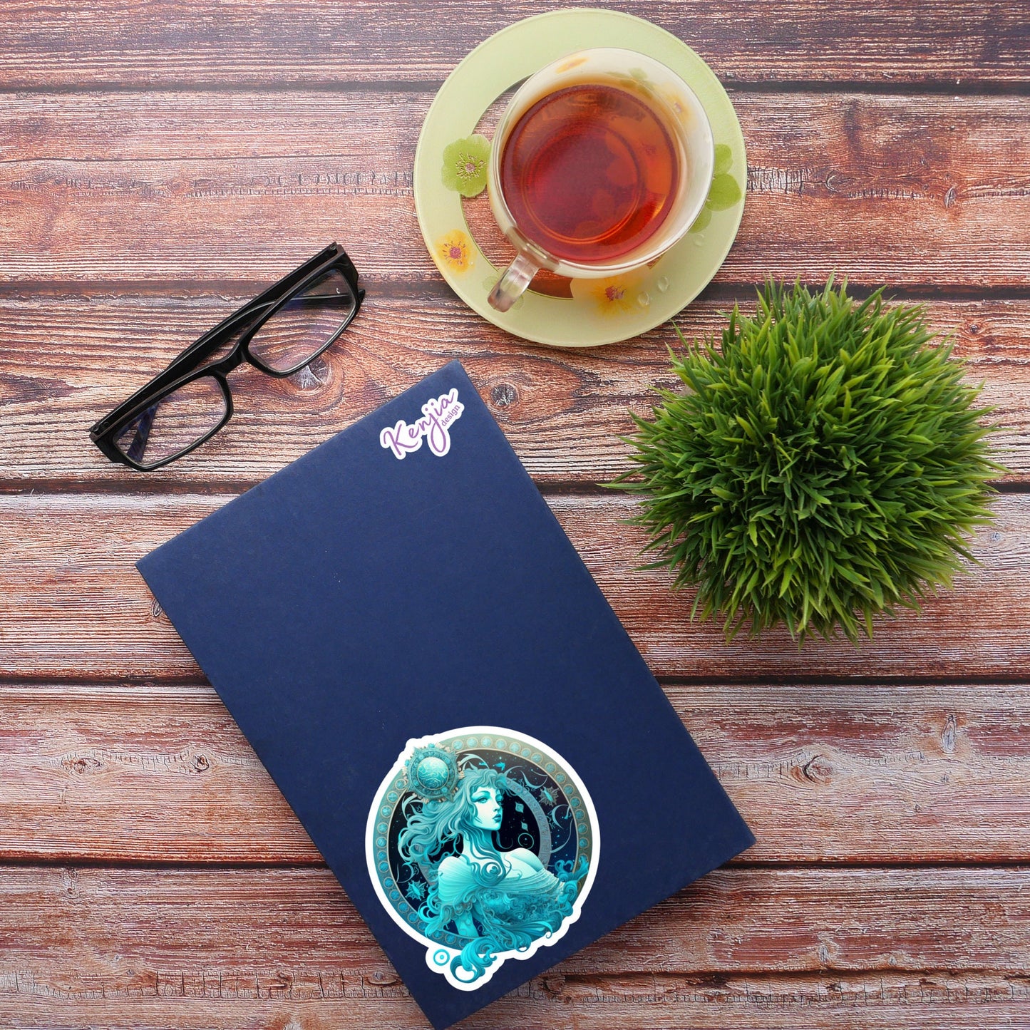Astrology Zodiac Aquarius Sign Sticker, Waterproof and Dishwasher Safe Handmade cute Vinyl Sticker gift, planner, bumper, laptop stickers
