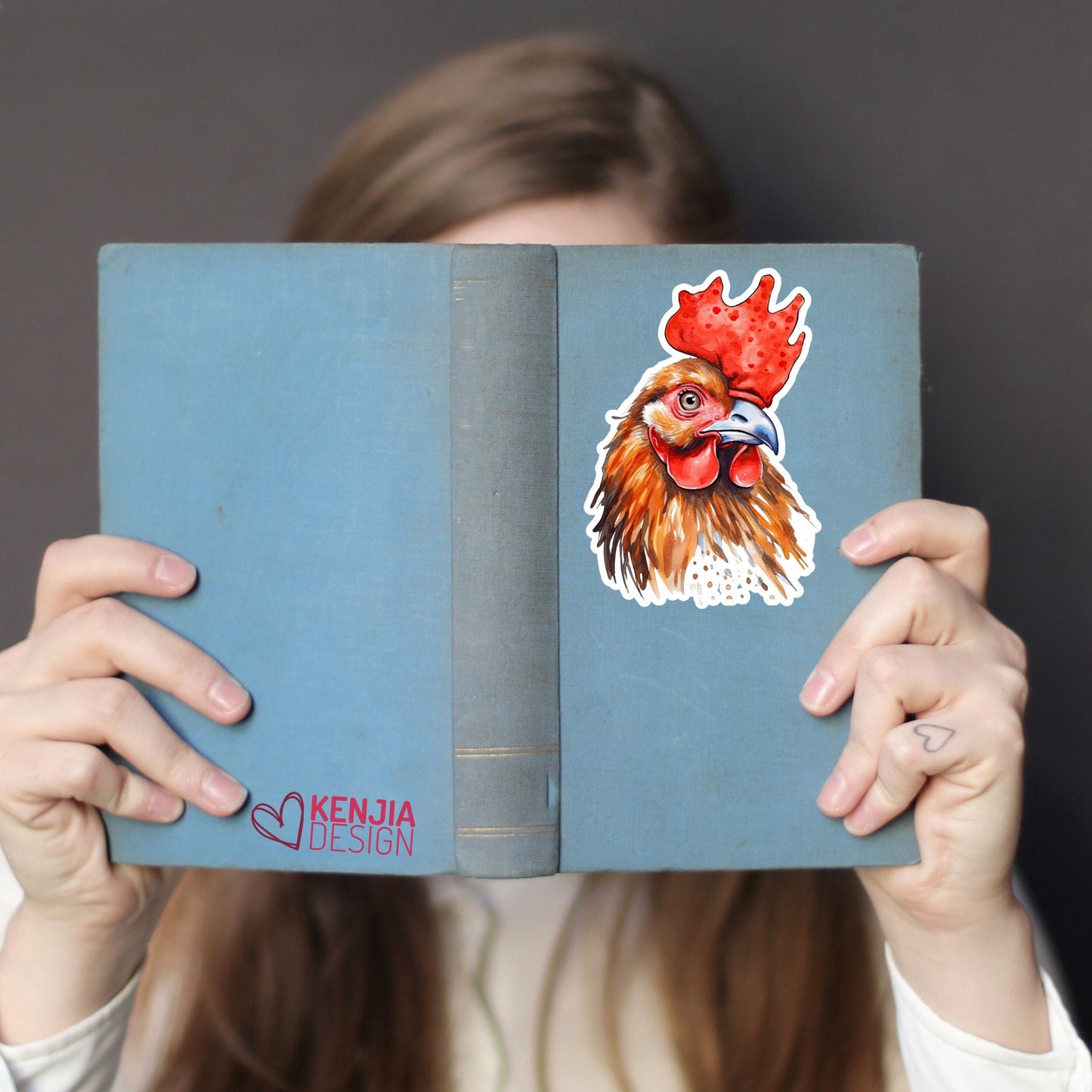 Cute Funny Rooster Chicken Stickers  | Watercolor Waterproof Sticker Farm for Planner Kindle Laptop Water Bottle Fridge Magnet