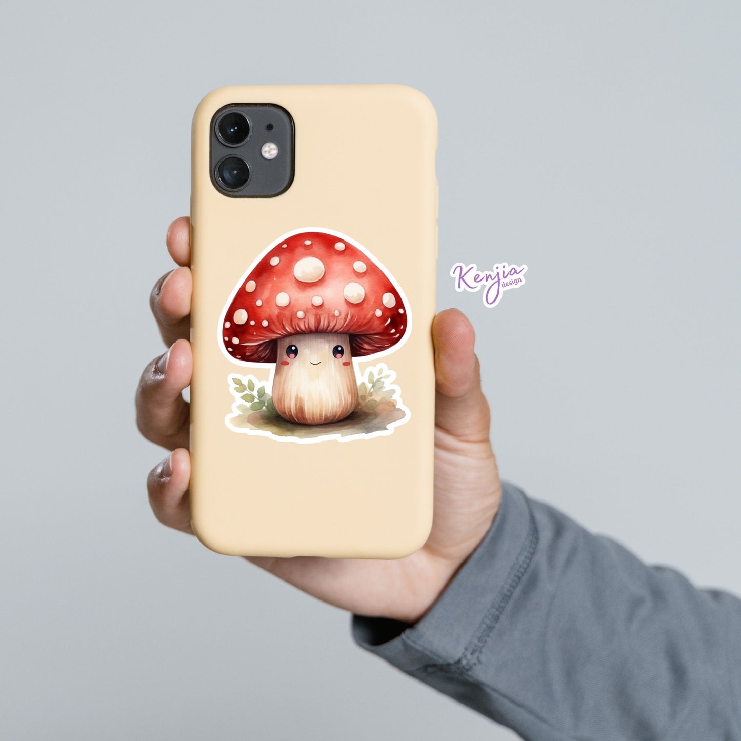 Cute handmade Kawaii Mushroom Stickers and Magnet with Flowers, Watercolor Style, Waterproof Vinyl for gift, planner, book, laptop stickers