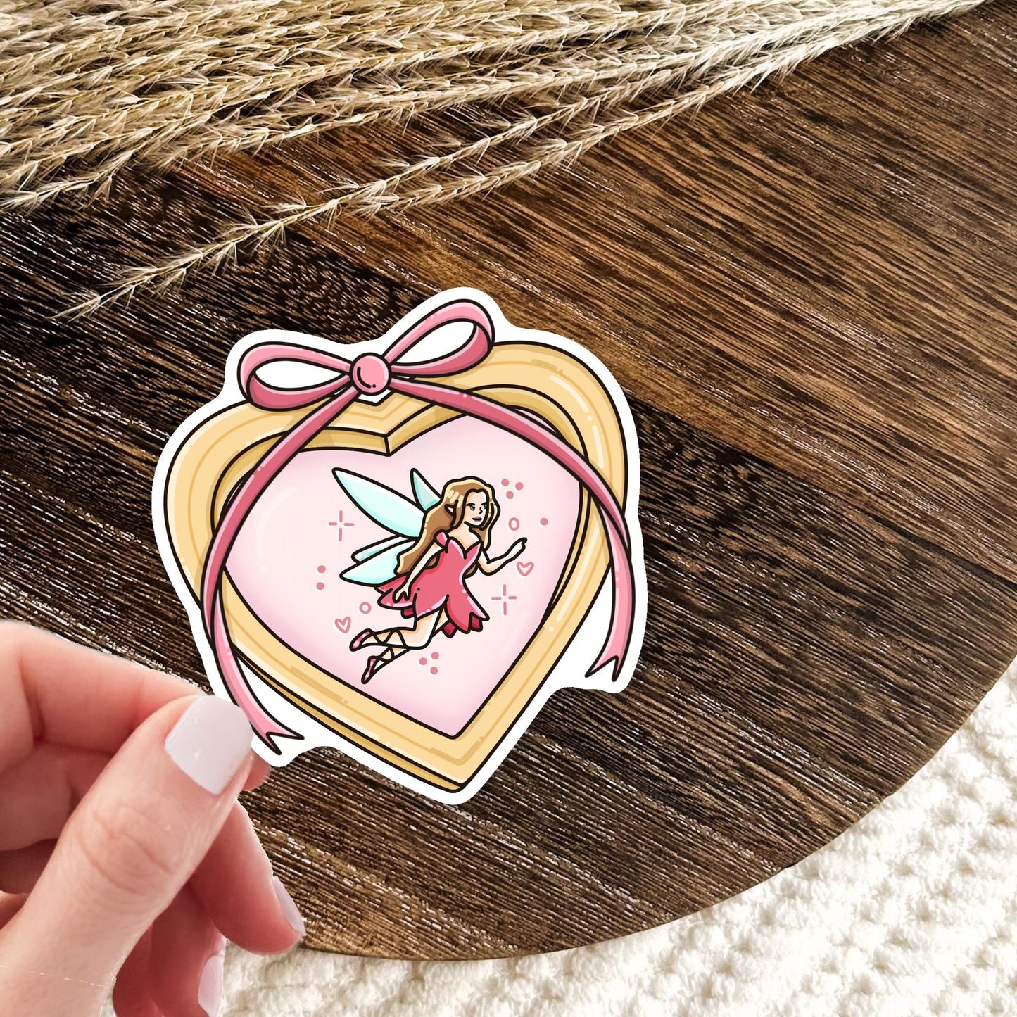 Pink Heart Locket Sticker / Fairy Tale Reader Gift / Fantasy Bookish Decal / Romantic Book Lover