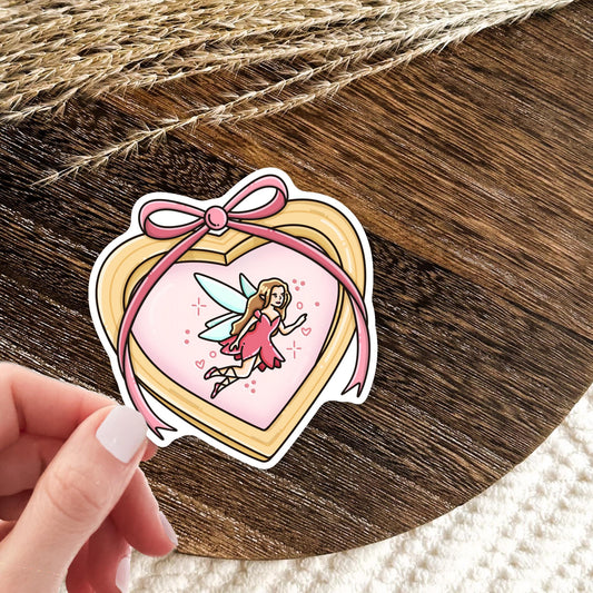 Pink Heart Locket Sticker / Fairy Tale Reader Gift / Fantasy Bookish Decal / Romantic Book Lover