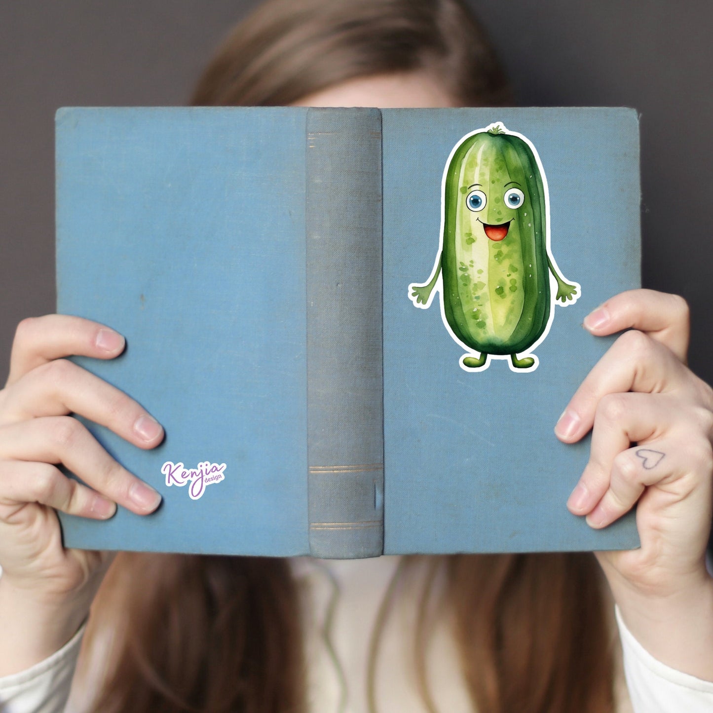 Cute handmade Pickle Sticker and Magnet, Watercolor Style, Waterproof Vinyl for gift, planner, book, laptop stickers