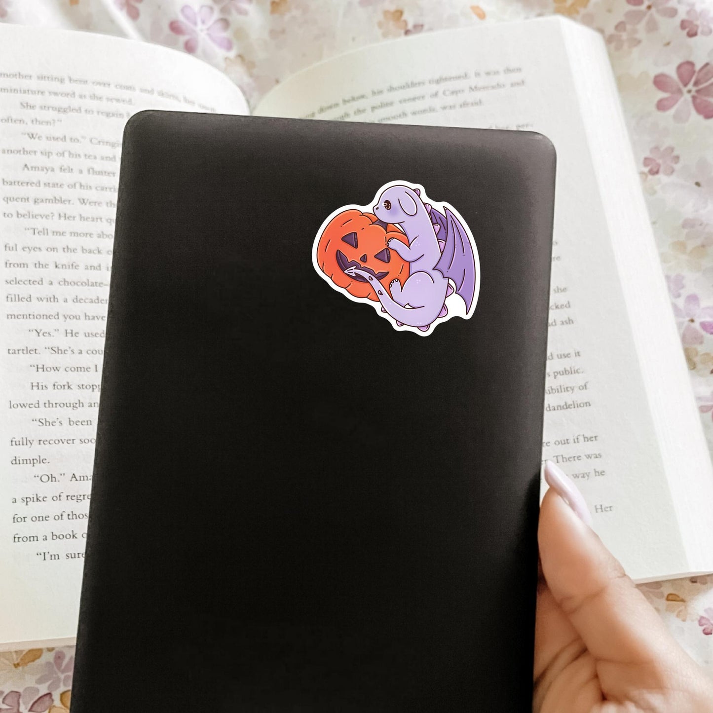 Halloween Purple Dragon Sticker / Spooky Fantasy Gift / Dragon Lover Decal / Cute Bookish Present / Witch Aesthetic / Halloween Reader