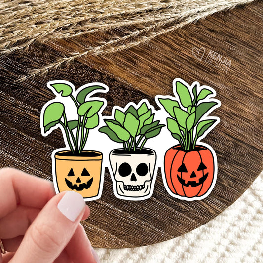 Halloween Stickers / Pumpkin Planters Stickers / Spooky Plants / Skull Planter / Fall Pumpkin Kindle Stickers / Autumn Stickers