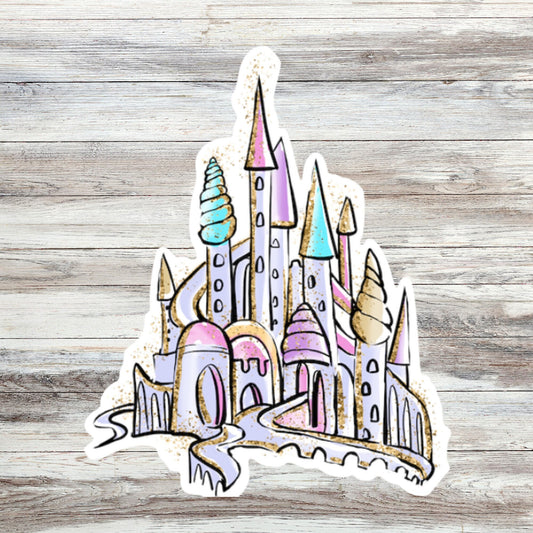 Cute Castle Sticker, Cute Girly sticker, Waterproof Dishwasher Safe Handmade cute Vinyl Sticker for gift, planner, book and laptop stickers