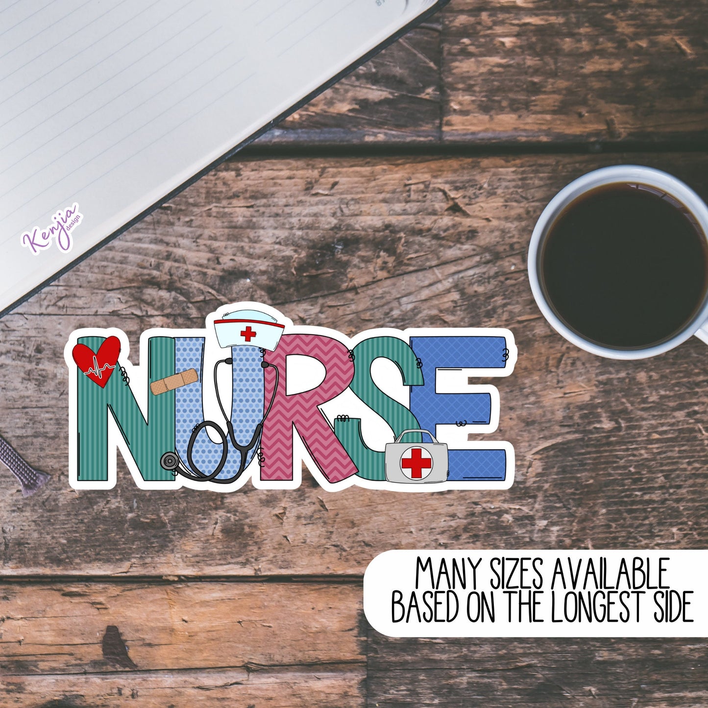Cute Handmade Colorful Nurse Words, Nurse Stickers and Magnet, Medical Healthcare Sticker Waterproof Vinyl Sticker for gift, planner, laptop