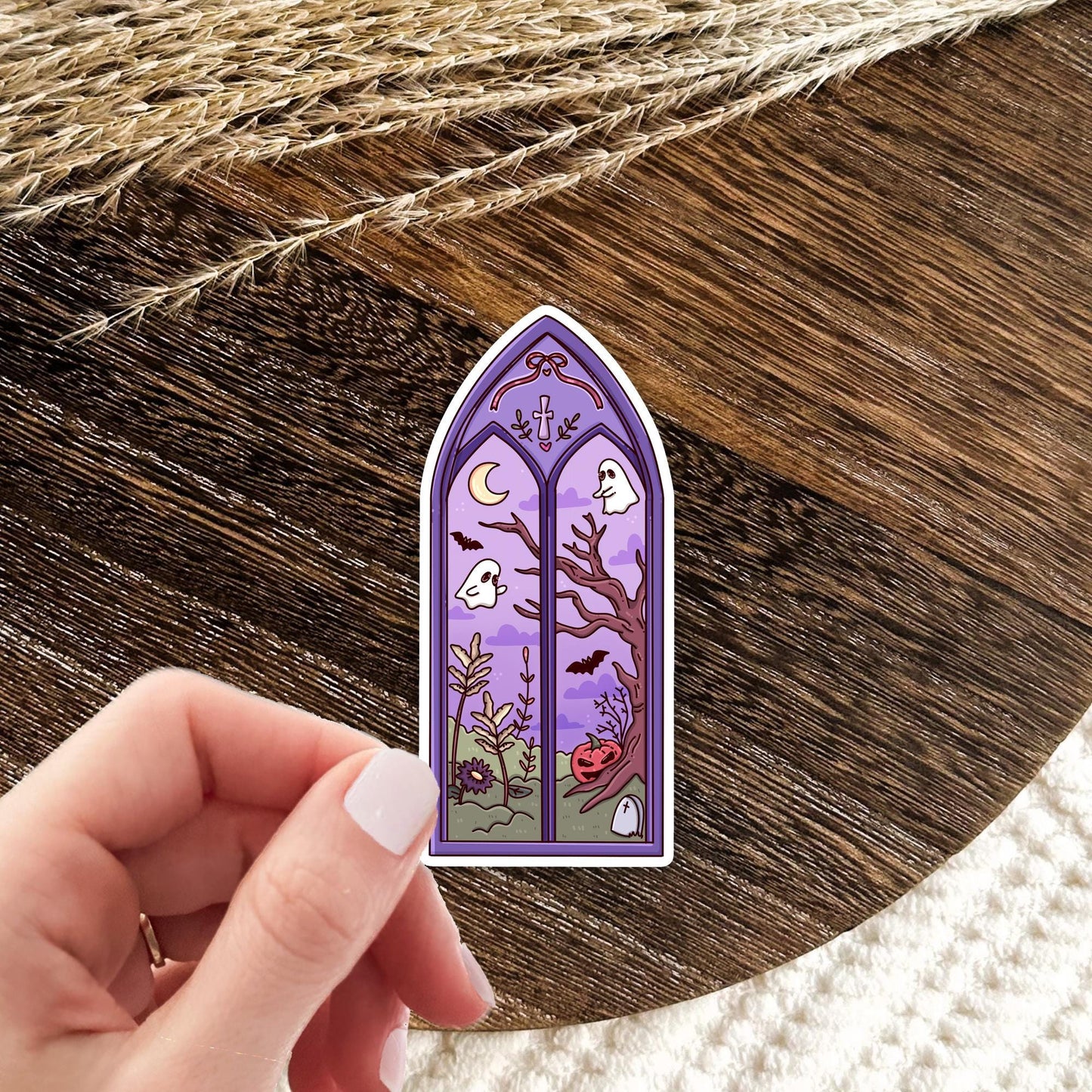 Halloween Window Sticker / Spooky Gift / Cute Spooky Decal / Witchy Aesthetic / Pumpkin Vibes / Cozy Fall Gift / Haunted Halloween