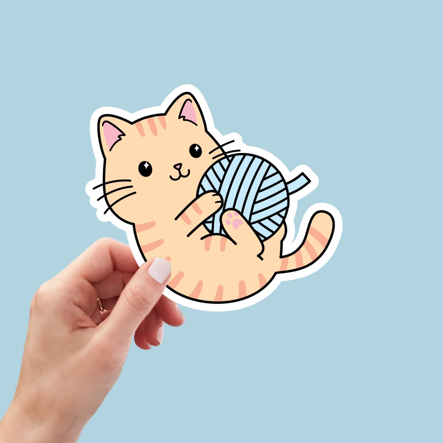 Cute Kawaii Cat Sticker, Cute Girly sticker, Waterproof Dishwasher Safe Handmade cute Vinyl Sticker gift, planner, book, laptop stickers