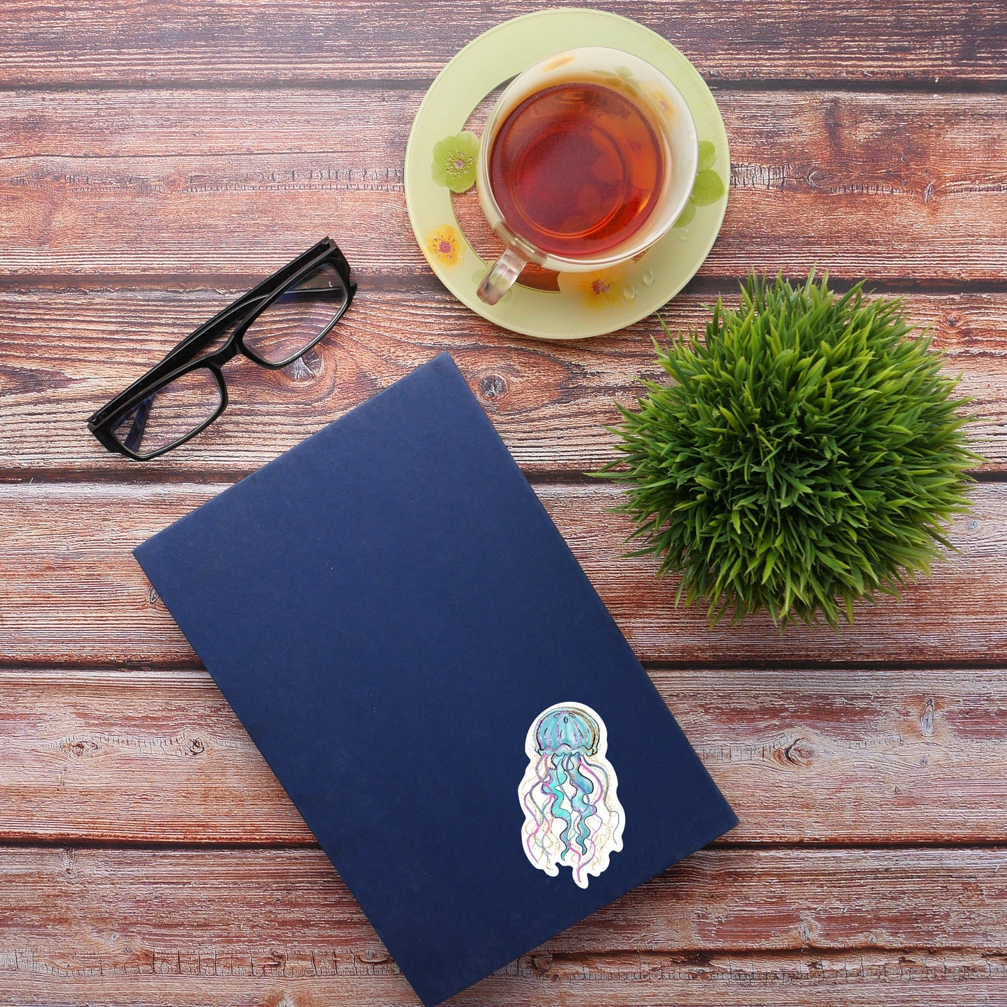 Cute Jellyfish Sticker, Girly sticker, Waterproof and Dishwasher Safe Handmade cute Vinyl Sticker for gift, planner, book, laptop stickers