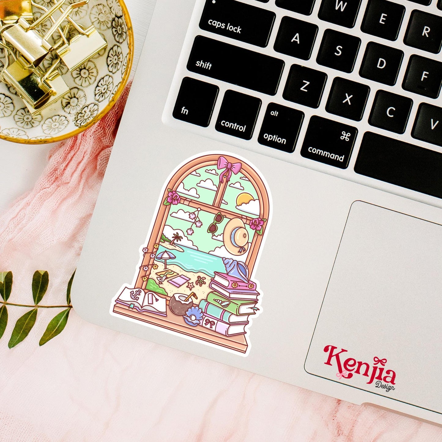 Reading Beach Window Sticker / Summer Beach Stickers / Book stickers / Booktok / Kindle Stickers / Book Lover Gift / Bookish Merch