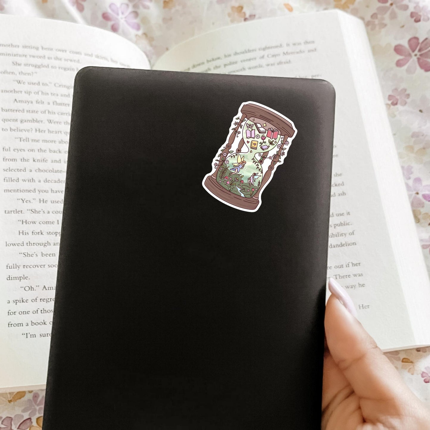 Fairy Tale Hourglass Sticker / Fantasy Reader Gift / Bookish Decal / Magical Time / Book Lover Aesthetic / Dreamy Reading / Whimsical Gift