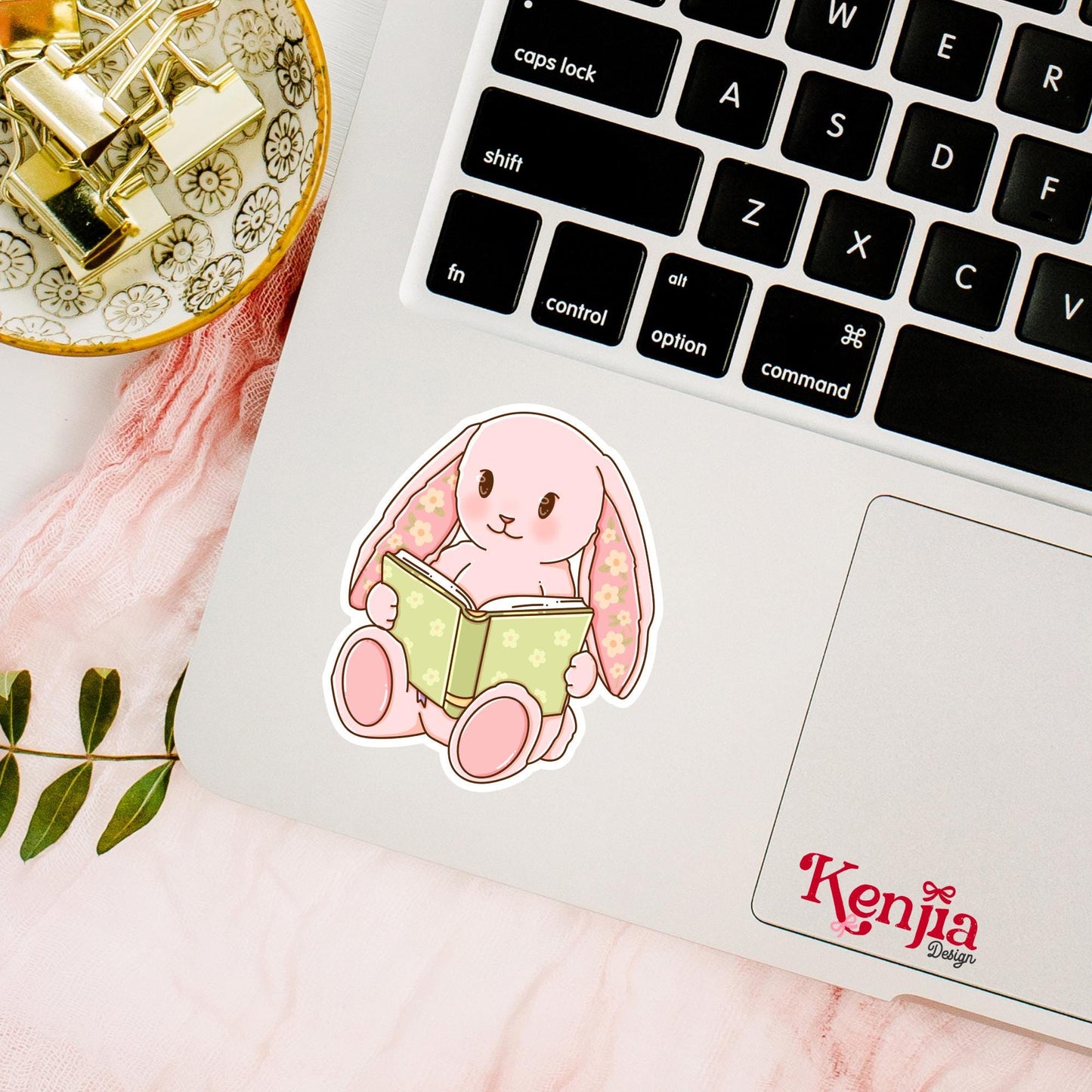 Cute Bunny Reading Sticker / Book Lover Sticker / Kawaii Rabbit Sticker / Cozy Reader Gift / Pastel Animal Aesthetic Sticker