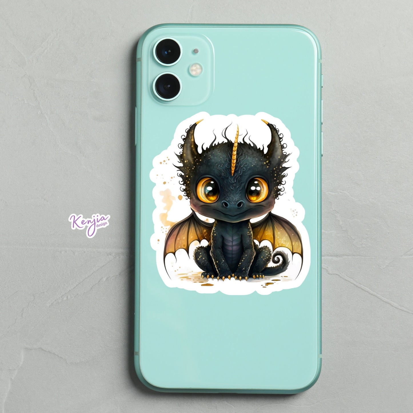 Cute Black Dragon Sticker and Magnet, Waterproof and Dishwasher Safe, Vinyl Sticker for gift, planner, book, laptop stickers