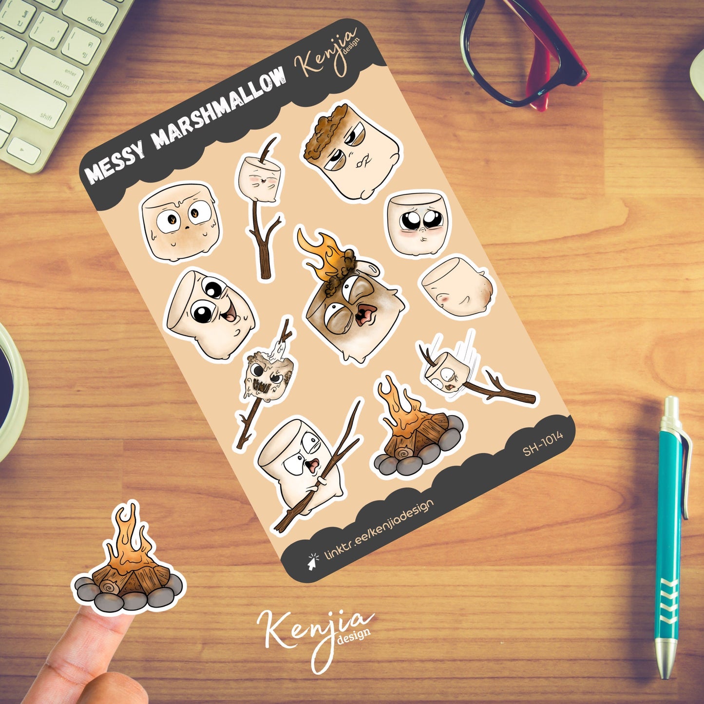 Cute Messy Marshmallow Kawaii Sticker Sheet For Stationary, Planner, Deco, Kindle, Mirror Stickers, journal and journaling stickers