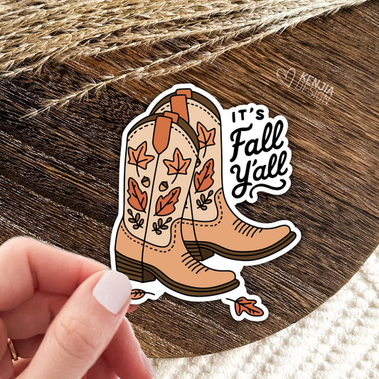 Cute Fall Stickers / It's Fall Yall / Cute Cowboy Boots Stickers / Western Autumn Stickers  / Laptop & Kindle Stickers