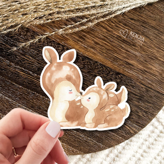Woodland Stickers Baby Deer With Mom Animal Stickers  / Cute Watercolor Forest Baby Shower Gifts / Greenery Woodland Boy