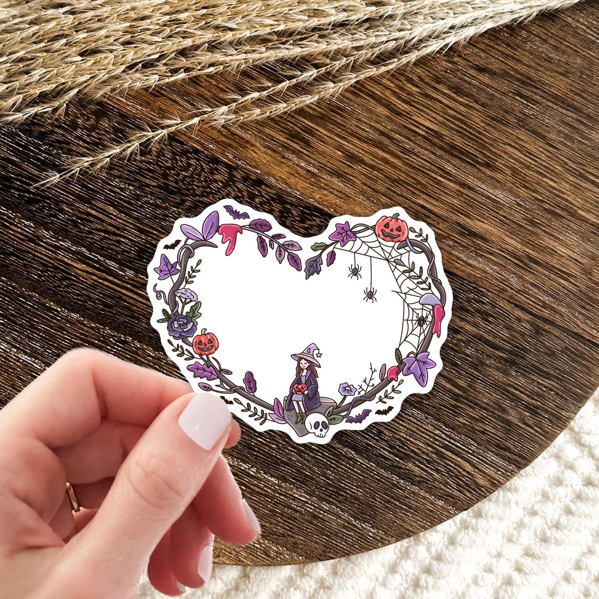 Halloween Witch Heart Sticker / Spooky Season Gift / Witchy Charm Decal / Gothic Love / Dark Aesthetic / Cute and Magical Present for Her